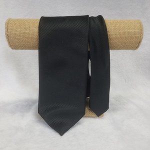 Dressmann Men's Tie Solid Ribbed Black 60 Inches